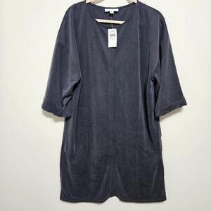 NWT Pure J.Jill Sand-Washed Dress Soft Black Tencel Cottagecore Midi M